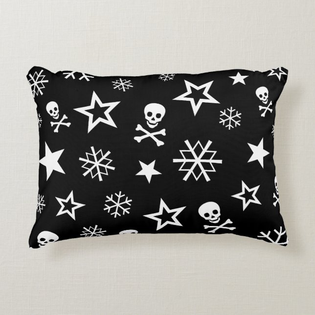 Skulls and Snowflakes Accent Pillow (Front)