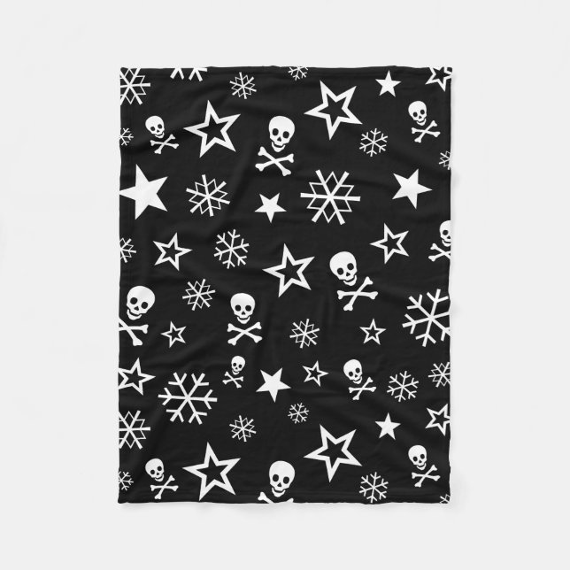 Skulls and Snowflakes Fleece Blanket (Front)