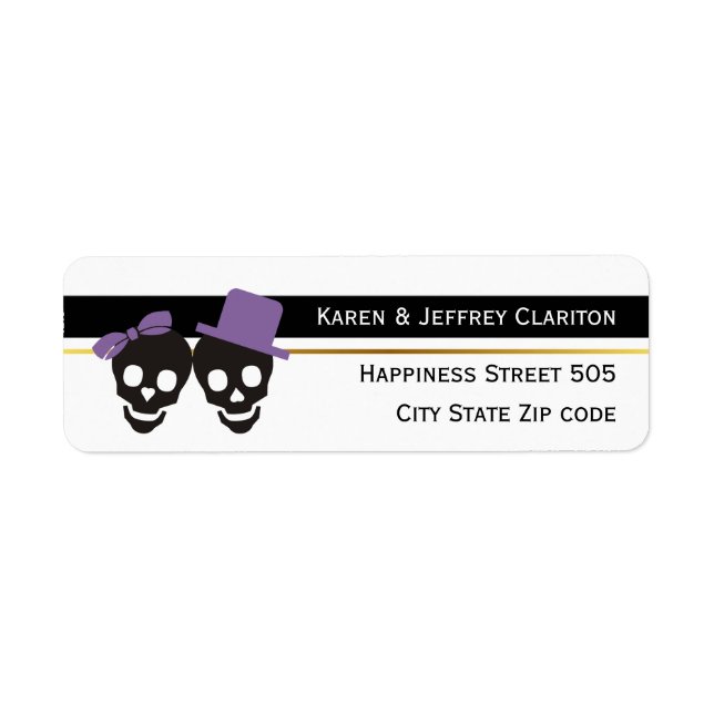 Skulls and stripes purple Halloween wedding (Front)