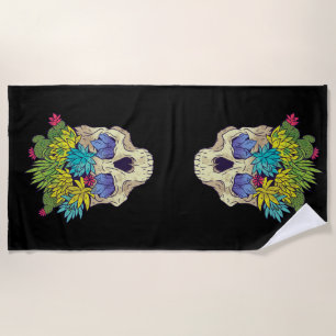 Skulls and Succulents Beach Towel