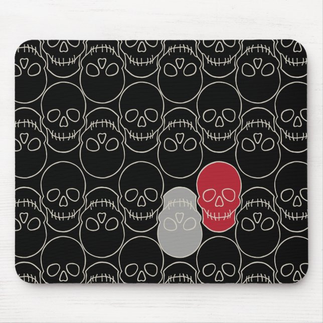 Skulls - Bat Black and Bone White Mouse Pad (Front)