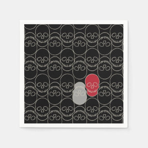 Skulls - Bat Black and Bone White Napkin
