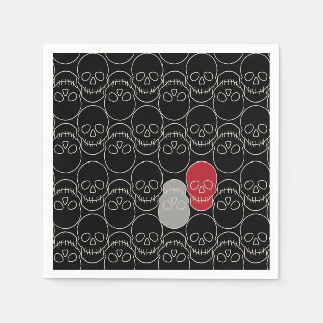 Skulls - Bat Black and Bone White Napkin (Front)