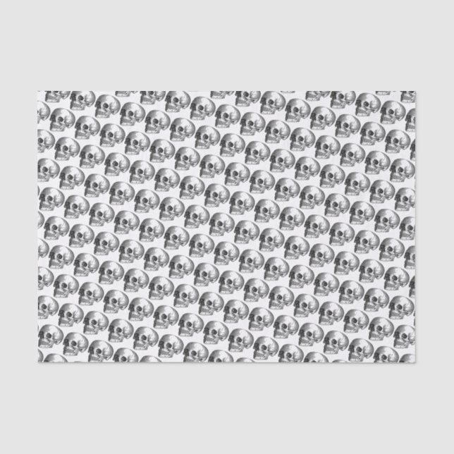 Skulls Black & White Horror Gift Wrap Tissue Paper (Front)