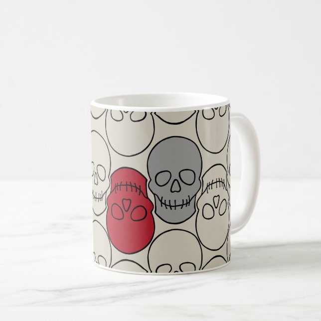 Skulls - Bone White and Bat Black Coffee Mug (Front Right)