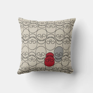 Skulls - Bone White and Bat Black  Throw Pillow