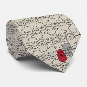 Skulls - Bone White and Bat Black Tie