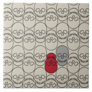 Skulls - Bone White and Bat Black  Tile