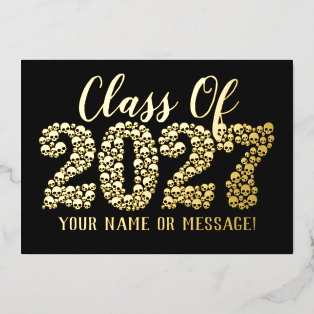 Skulls Class Of 2027 Foil Holiday Card (Front)