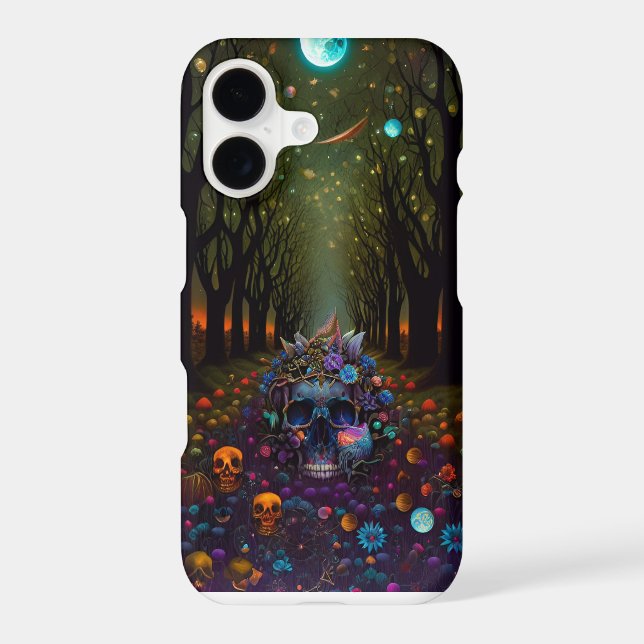 skulls creepy bones death flowers trees nature iPhone case (Back)