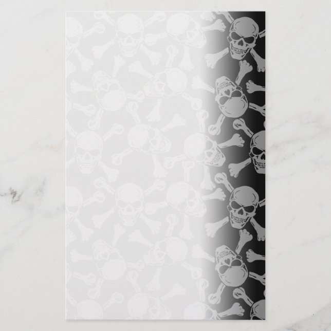 Skulls Crossbones Goth Rock Pirate Stationery (Front)