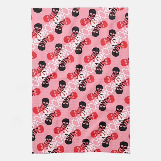 Skulls & Crossbones Pattern Kitchen Towel (Vertical)