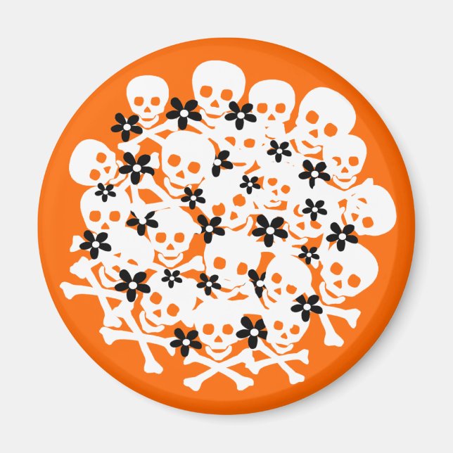 Skulls & Daisies Magnet (Front)