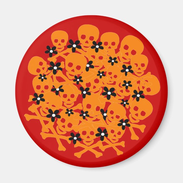 Skulls & Daisies Magnet (Front)