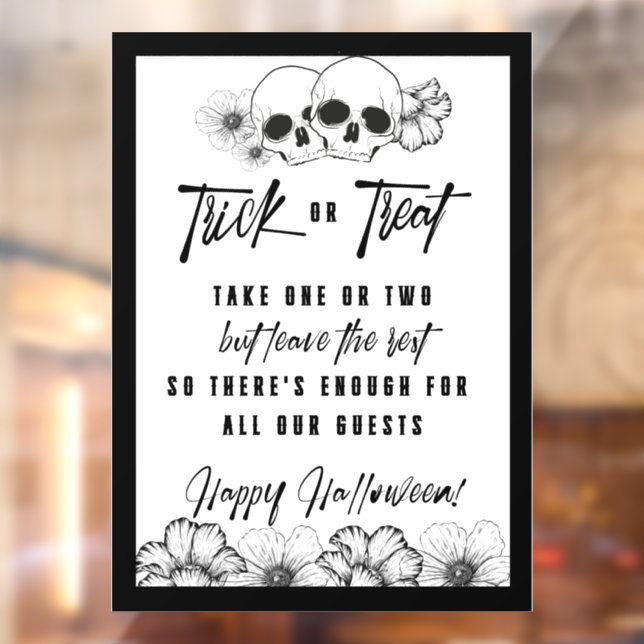  Skulls flowers Halloween trick or treat Window Cling (Sheet 2)