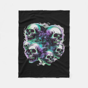 Skulls Ghost Flying Halloween Fall Fun Tee Fleece Blanket