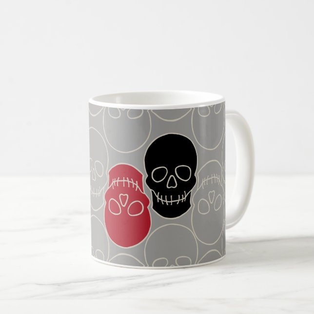 Skulls - Ghost Grey and Bone White Coffee Mug (Front Right)