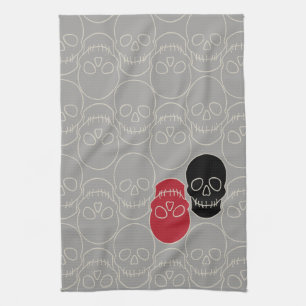 Skulls - Ghost Grey and Bone White Kitchen Towel