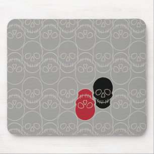 Skulls - Ghost Grey and Bone White Mouse Pad