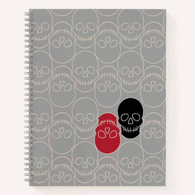 Skulls - Ghost Grey and Bone White Notebook (Front)