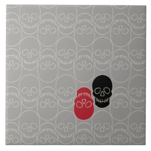 Skulls - Ghost Grey and Bone White  Tile