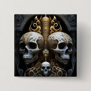 Skulls Gothic Horror Goth Surreal Art 2 Inch Square Button