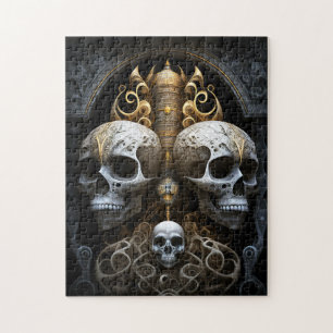 Skulls Gothic Horror Goth Surreal Art Jigsaw Puzzle