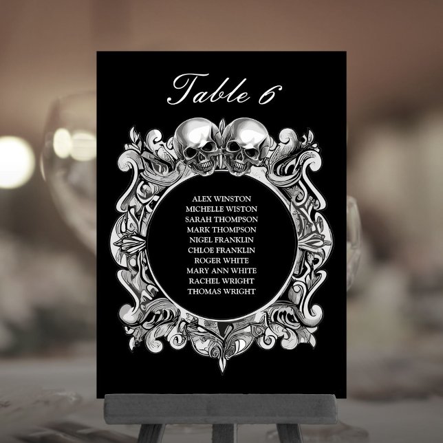 Skulls Gothic Wedding Seating Plan Table Number (Skulls Gothic Wedding Seating Plan Table Number)