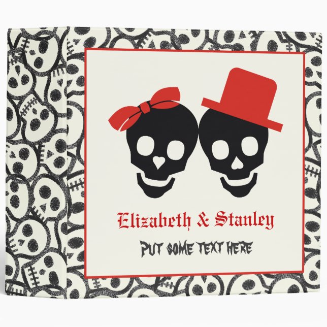Skulls Halloween black red wedding binder (Front/Spine)