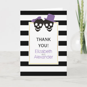Skulls Halloween purple wedding Thank You photo