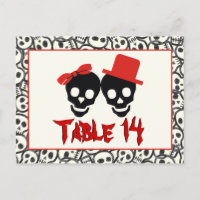 Skulls Halloween red black wedding table number