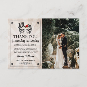 Skulls Halloween Thank You Wedding Photo Card
