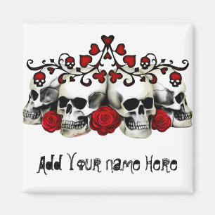 Skulls, Hearts And Roses Magnet