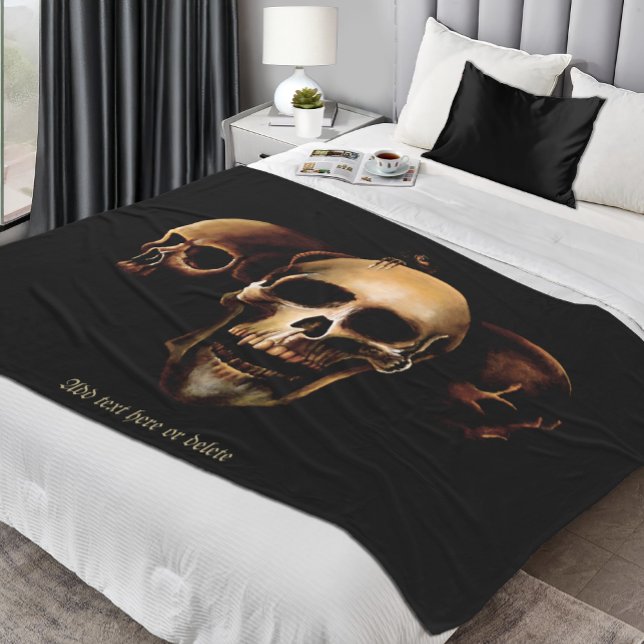 Skulls Human Black Fleece Blanket (Creator Uploaded)