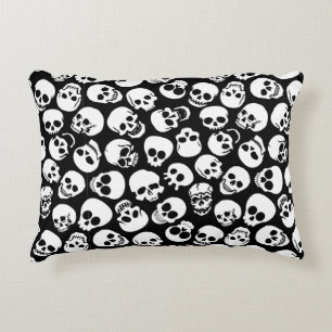 Skulls in Black Background Pattern Accent Pillow