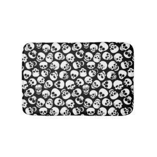 Skulls in Black Background Pattern Bath Mat