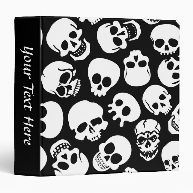 Skulls in Black Background Pattern Binder (Front/Spine)