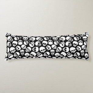 Skulls in Black Background Pattern Body Pillow
