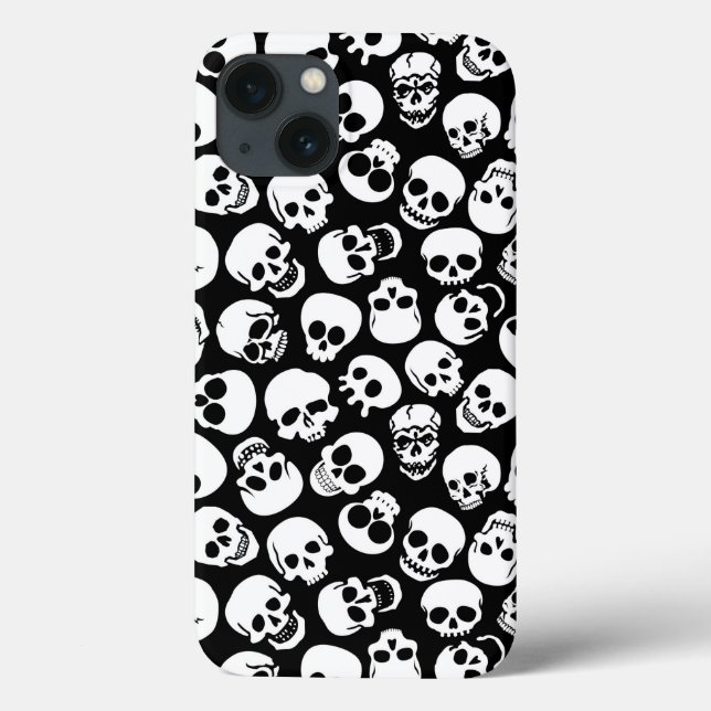 Skulls in Black Background Pattern Case-Mate iPhone Case (Back)