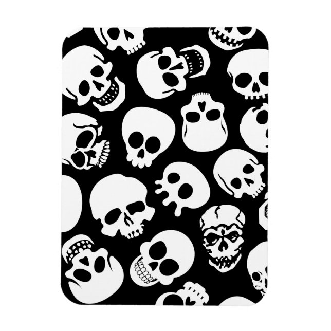 Skulls in Black Background Pattern Magnet (Vertical)