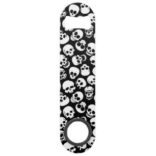 Skulls in Black Background Pattern Speed Bottle Opener