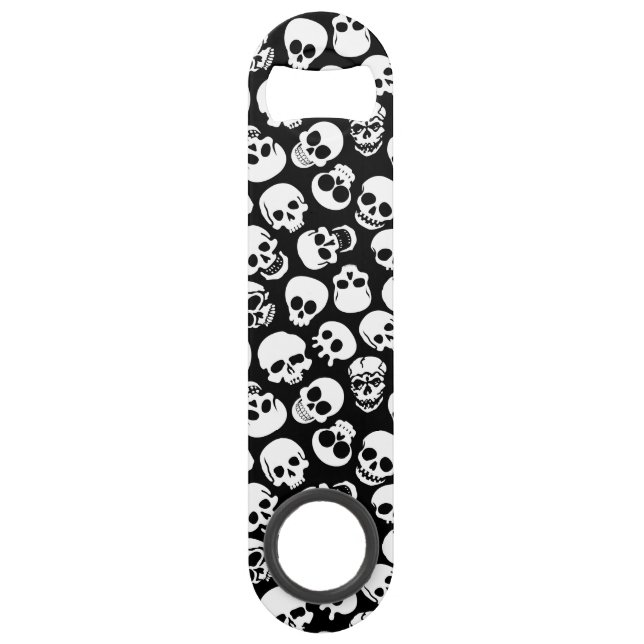 Skulls in Black Background Pattern Speed Bottle Opener (Front)