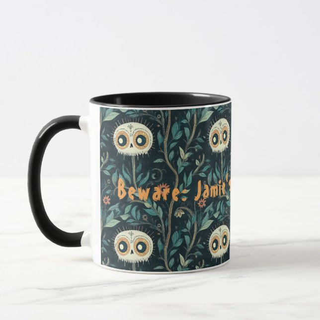 Skulls in Magical Halloween Forest Personalized Mug (Left)