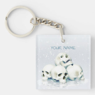 Skulls in the snow. Personalized Keychain