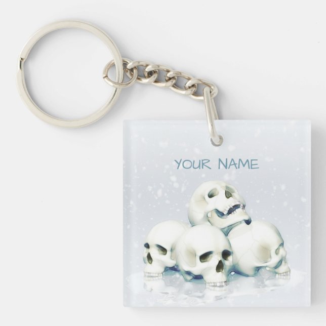 Skulls in the snow. Personalized Keychain (Front)