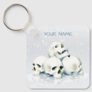 Skulls in the snow. Personalized Keychain
