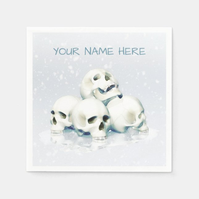 Skulls in the snow. Personalized Napkin (Front)