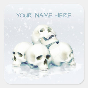 Skulls in the snow. Personalized Square Sticker