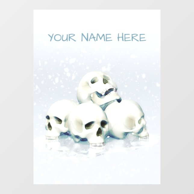 Skulls in the snow. Personalized Window Cling (Sheet)