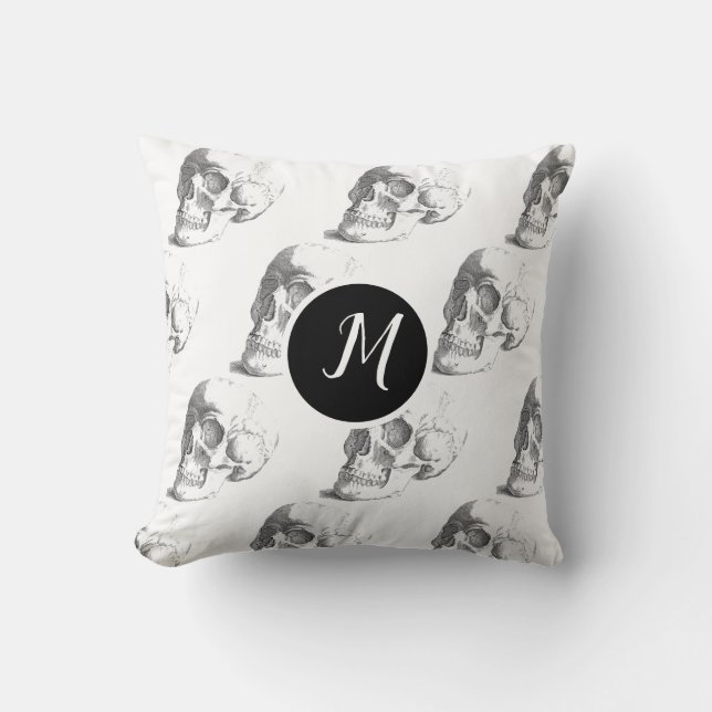 Skulls Monogram Throw Pillow (Front)